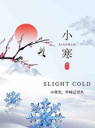 小寒至年味冒头传统二十四节气海报