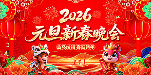 2026元旦新春晚会活动展板设计