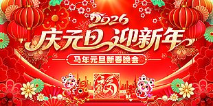 2026庆元旦迎新年新春晚会活动展板