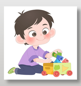孩子做家务收拾整理玩具卡通儿童插画