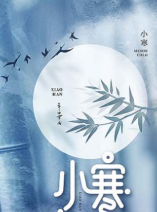 雪舞纷飞小寒传统二十四节气海报