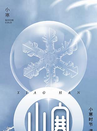 寒风凛冽小寒时节传统节气海报