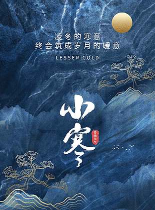冰封岁月小寒传统二十四节气海报