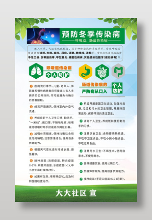 社区预防冬季传染病宣传海报