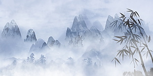 山水风景水墨画设计