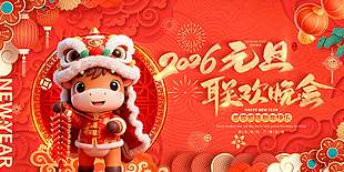 2026元旦联欢晚会节日活动展板