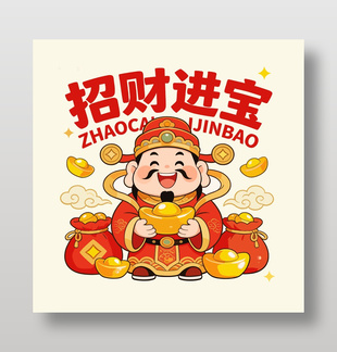 2026年马年快乐招财进宝节日海报