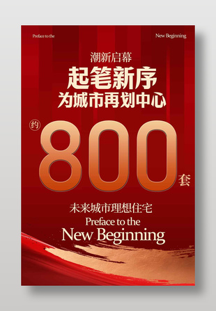 起笔新序城市理想住宅地产海报