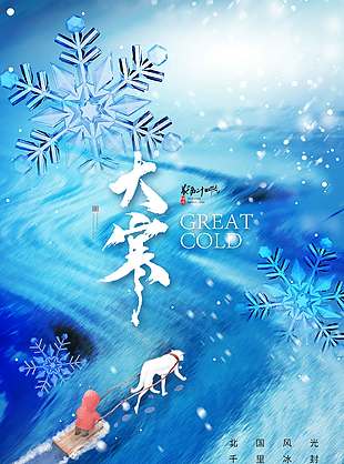 北国风光千里冰封大寒传统节气海报