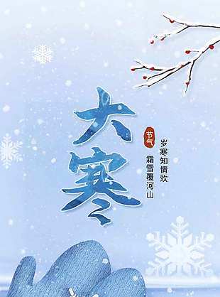 岁寒知情欢霜雪覆河山大寒节气海报