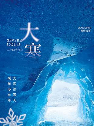 大寒雪满天来年必丰年传统节气海报