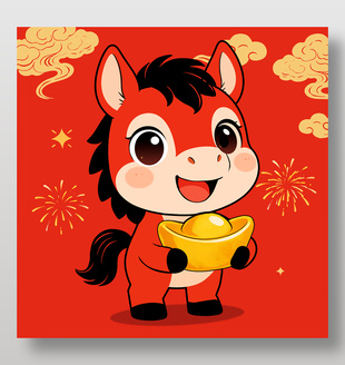 2026新年卡通马形象插画