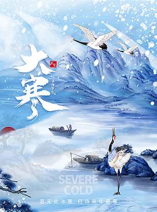 大寒时节来年暖春传统节气海报