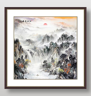 水墨风格自然景观山水画设计