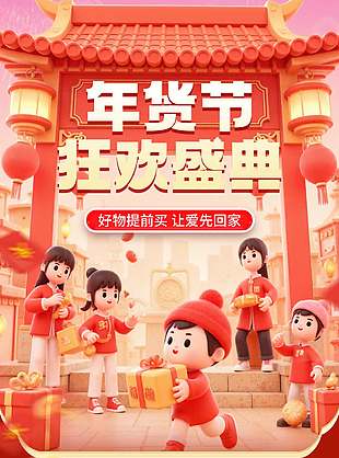 马年大吉新春快乐年货节狂欢盛典海报设计