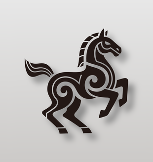 抽象简约风黑色马匹插画设计