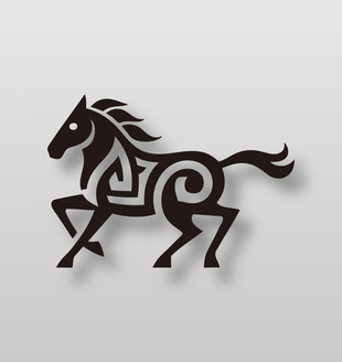抽象派简约风格马匹标志设计