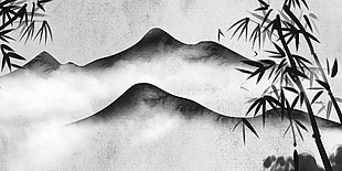 东方意境山水风景水墨画设计