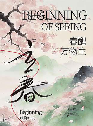 立春节气美好皆可期水墨风海报设计