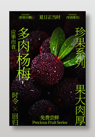 鲜甜水嫩果感爆发杨梅水果海报
