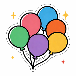可爱卡通彩色气球装饰插画