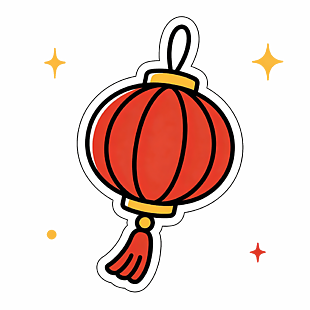 卡通风格红色灯笼节日装饰插画