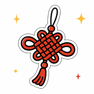 红色中国结装饰可爱卡通插画