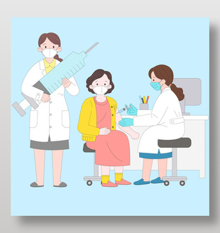 医生护士给打针病人病毒防疫医疗插画