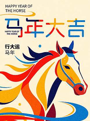 马年大吉行大运新春节日海报