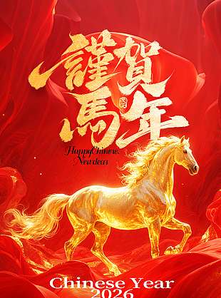 2026谨贺马年新春大吉节日海报