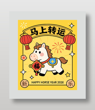 2026新年快乐马上转运节日海报