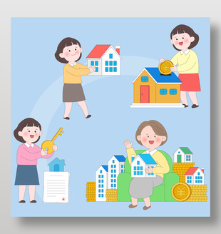 房地产投资买卖财富增长教育插画