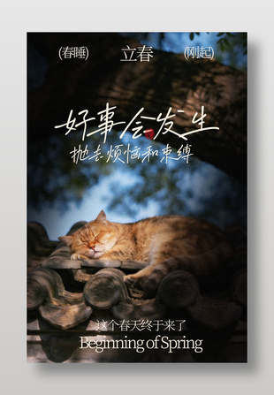 春睡刚起立春时节传统节气海报