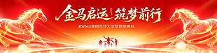金马启运筑梦前行年会活动展板