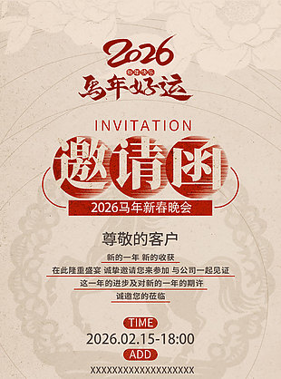 2026马年新春晚会邀请函设计