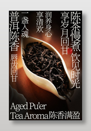 一盏入魂陈香普洱茶叶宣传海报