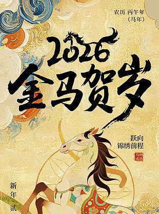 2026金马贺岁好运马上到节日海报