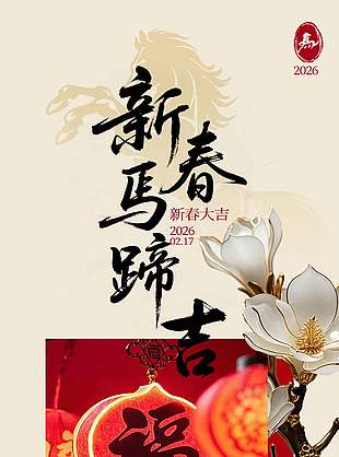 2026新春马蹄吉传统节日海报