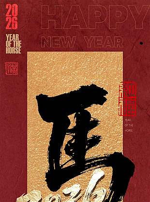 2026跃马扬鞭马年大吉节日海报