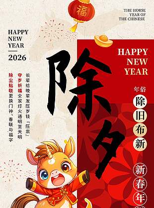 中国风除夕守岁祈福传统节日海报