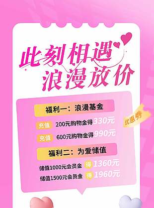 此刻相遇浪漫放价储值福利活动海报设计