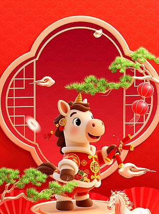 2026福马贺岁新年快乐全屏海报设计