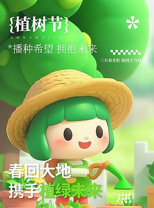 植树节携手植绿未来节日宣传海报