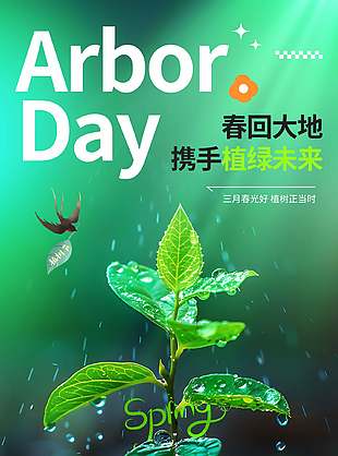 三月植树正当时摄影图背景高清海报