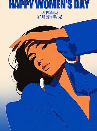 因你而美帅气女性插画节日宣传海报