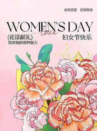 三八妇女节花漾献礼简约系节日海报