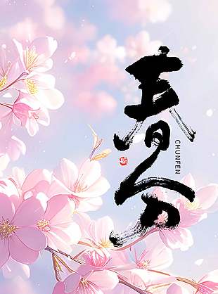 春分好时光节气宣传唯美背景海报