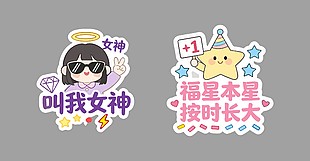 女神福星生日可爱卡通手举牌设计