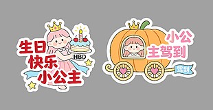 生日快乐小公主可爱手举牌设计