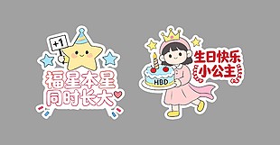 福星本星同时长大生日手举牌设计